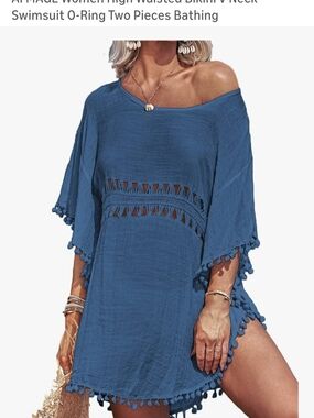 Blue Women's Beach Cover-Up Tunic - Brand: AIMAGE
